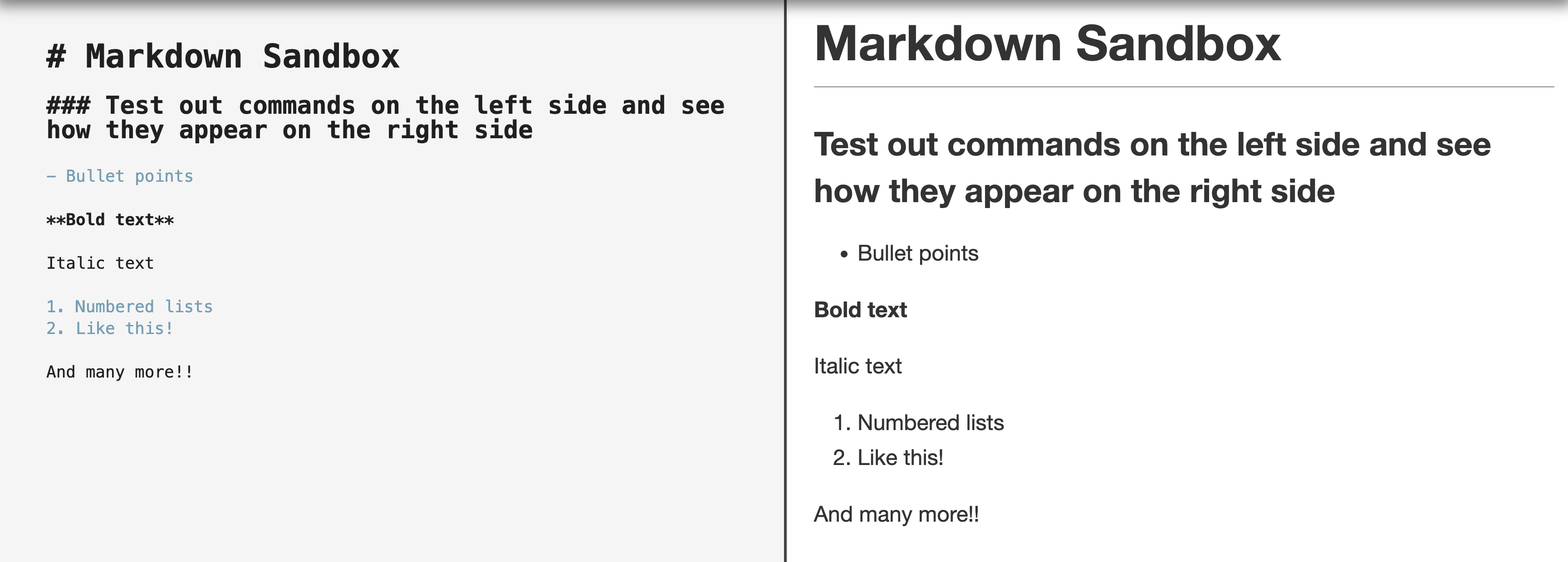 Example: GitHub Flavored Markdown Sandbox